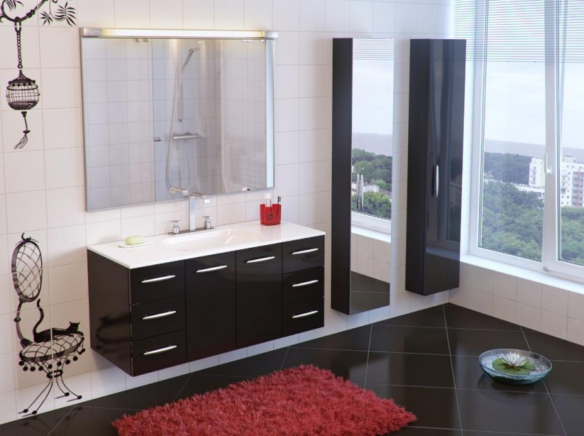 Черная мебель для ванной - особенности подбора элементов, правила ухода и установки (110 фото)