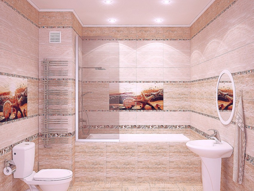 Фотоплитка для ванной - правильная установка модной плитки с реалистичными рисунками (110 фото)