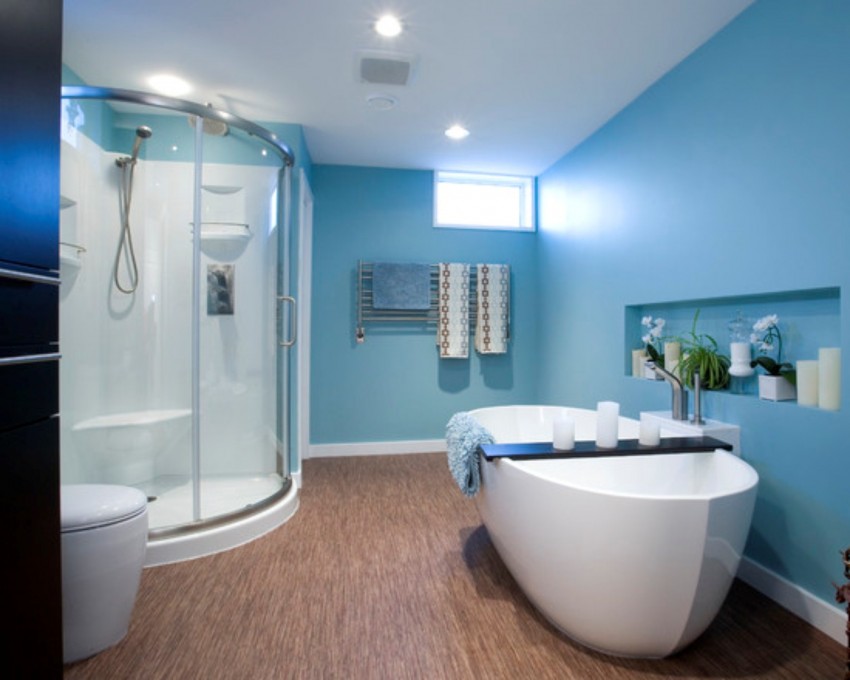 Голубая ванная - традиционный дизайн и необычные современные конструктивные решения. 125 фото примеров реализации стиля