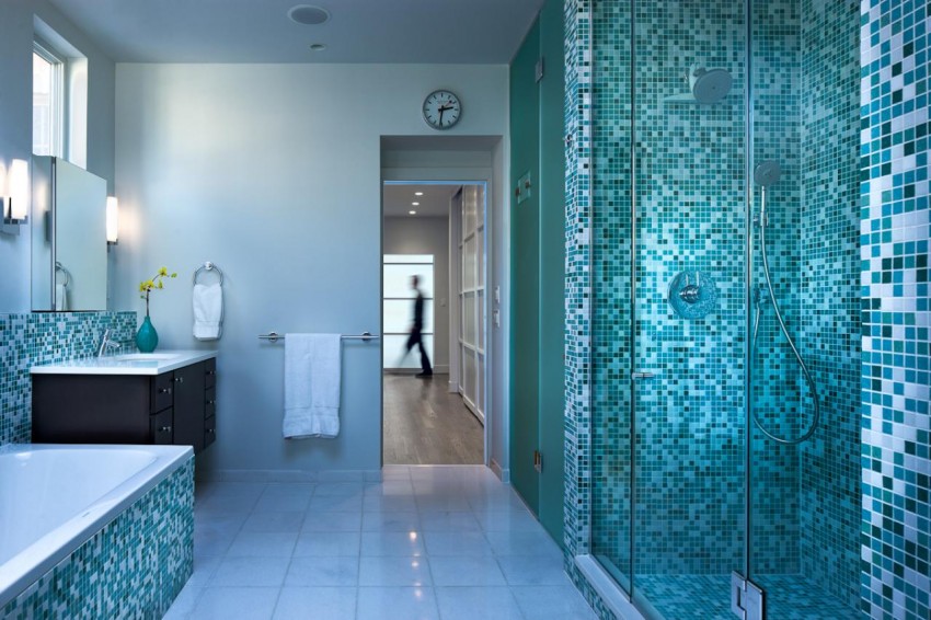 Голубая ванная - традиционный дизайн и необычные современные конструктивные решения. 125 фото примеров реализации стиля