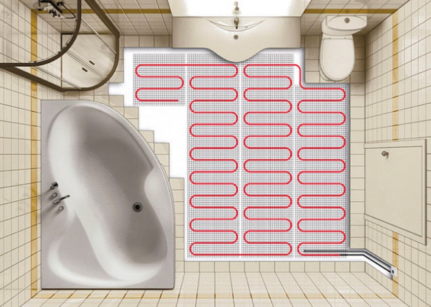 Теплый пол в ванной - технология монтажа и установка покрытия своими руками (120 фото)