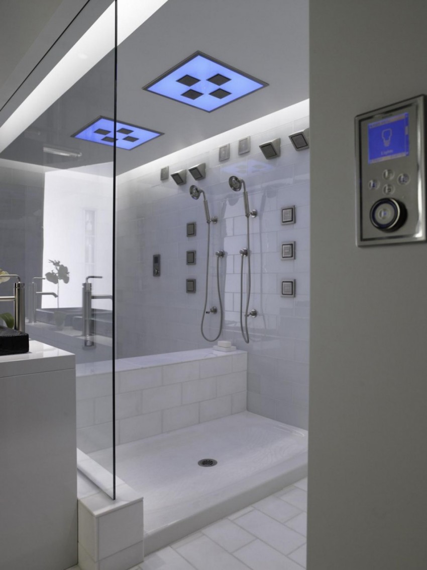 Ванная в стиле Хай-Тек: необычный современный дизайн и простое, стильное обустройство ванной комнаты (110 фото)